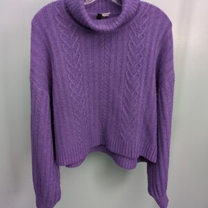 H&M Purple Cable Knit Turtleneck Sweater
